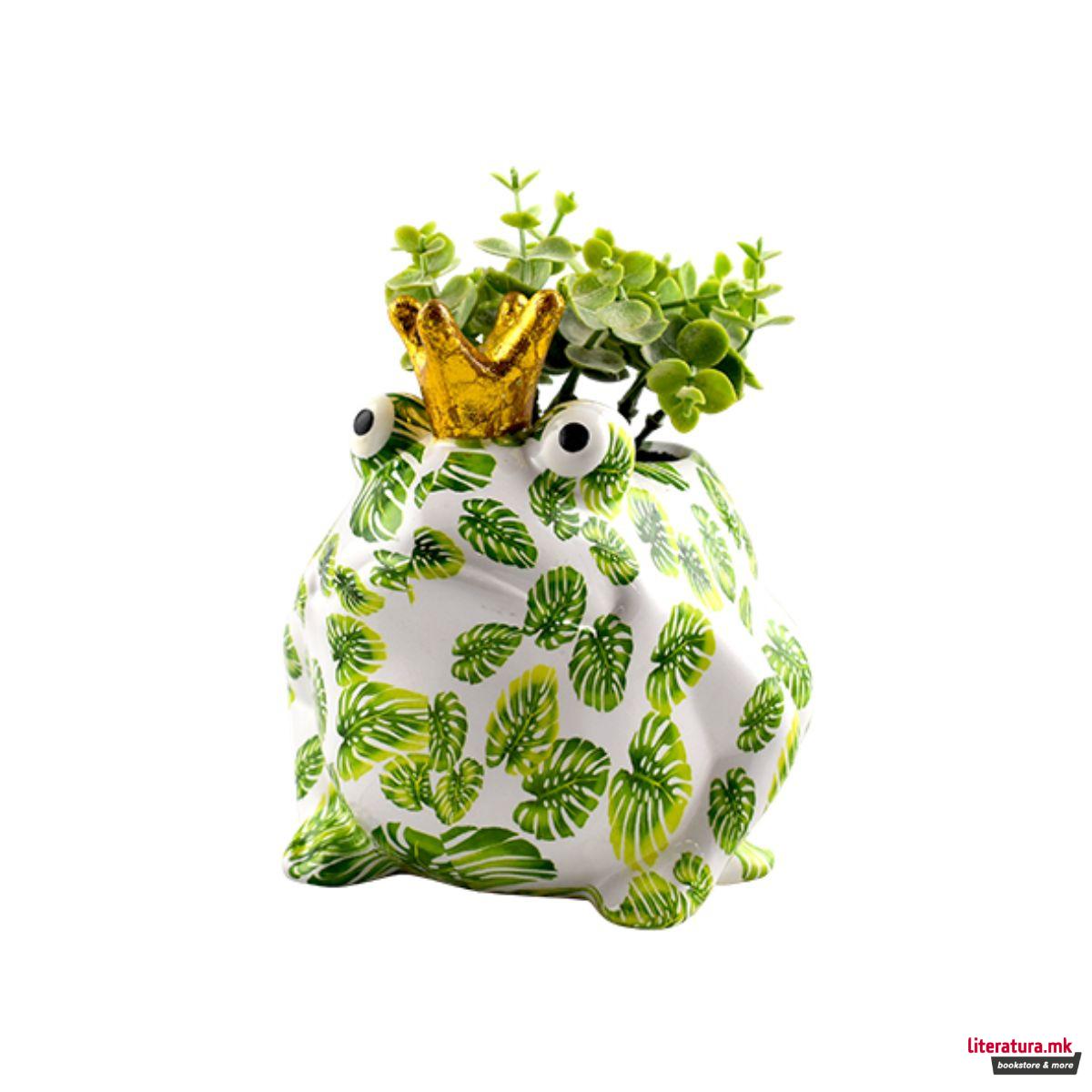 Саксија за цвеќе, Freddy, бела со зелени лисја, М