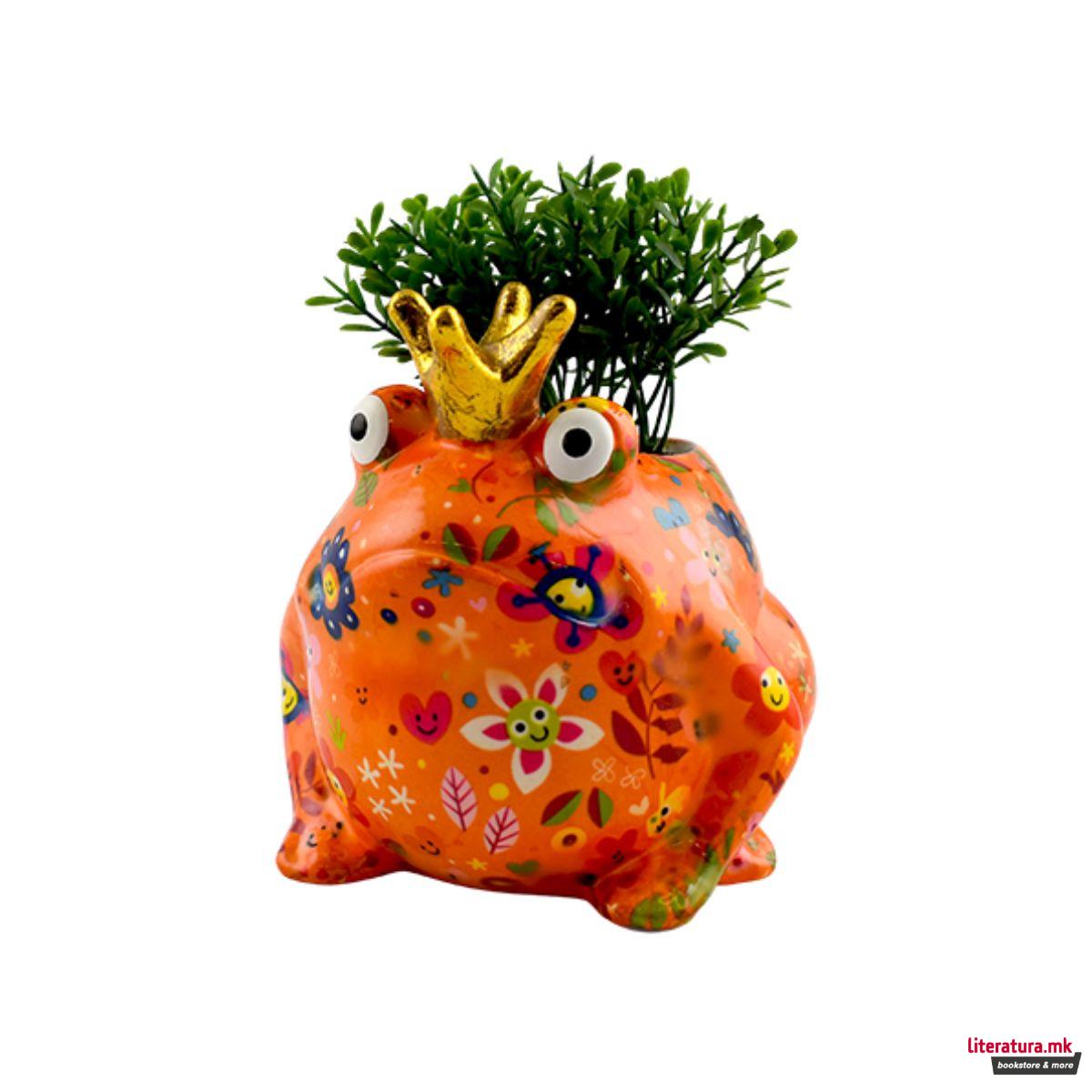 Саксија за цвеќе, Freddy, портокалова со цветчиња, М 