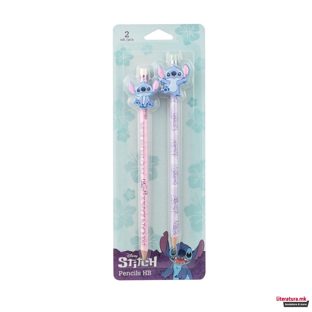 Сет од 2 моливи со гума, Disney: Stitch, HB, 3 варијанти