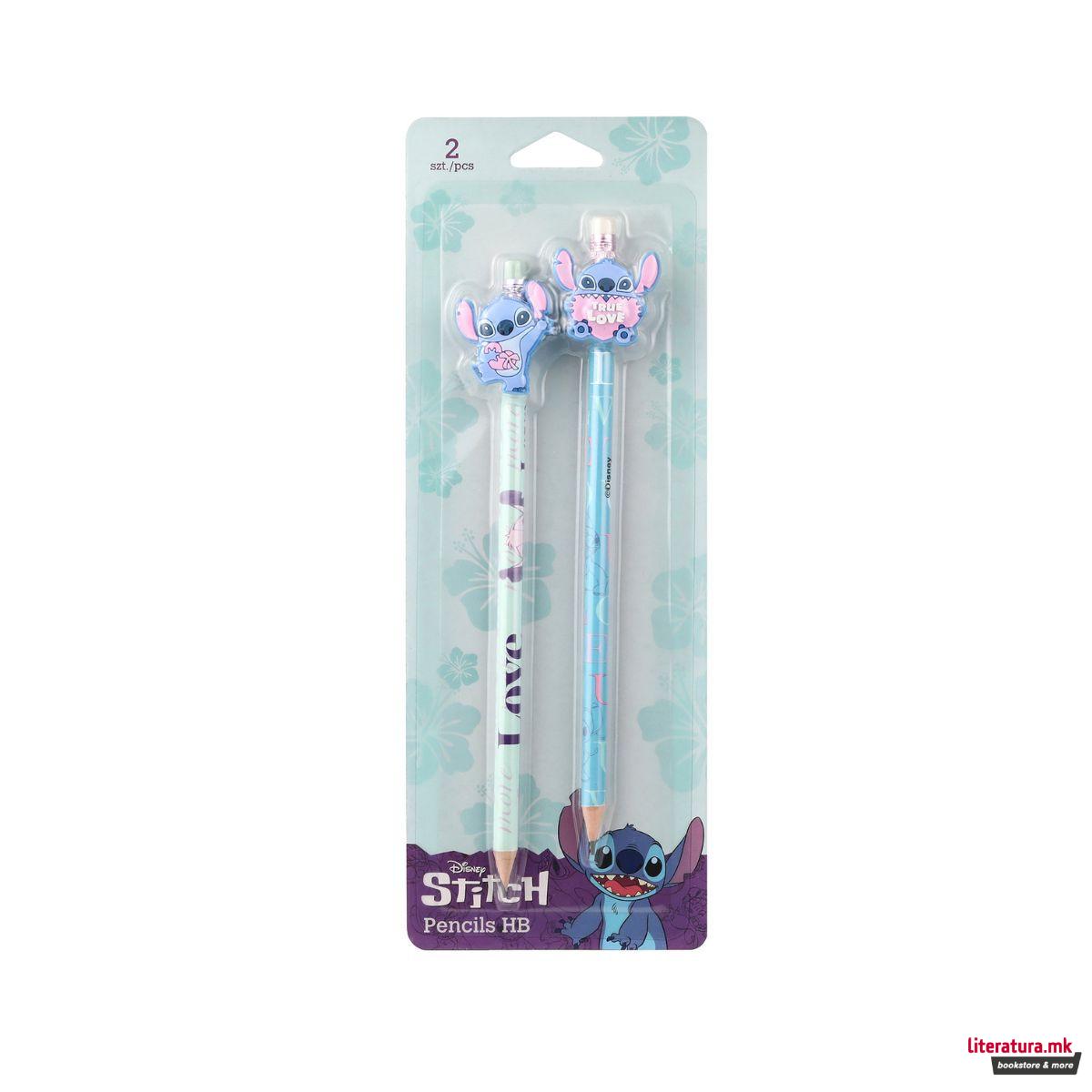 Сет од 2 моливи со гума, Disney: Stitch, HB, 3 варијанти