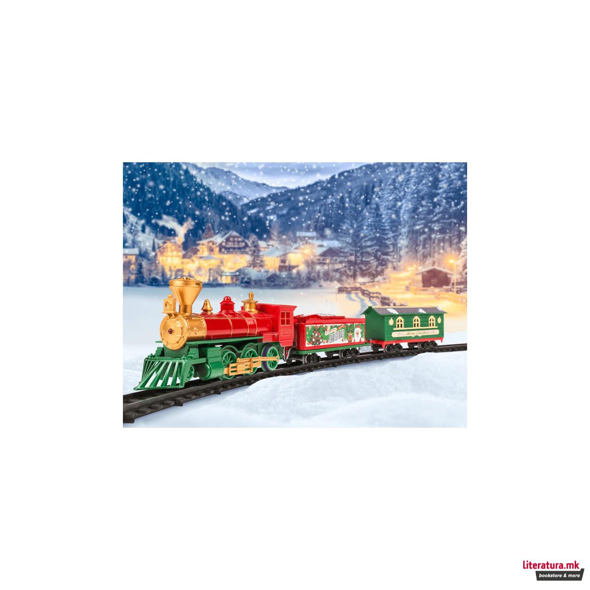 Божиќен воз-играчка + шини, со звук и светла 