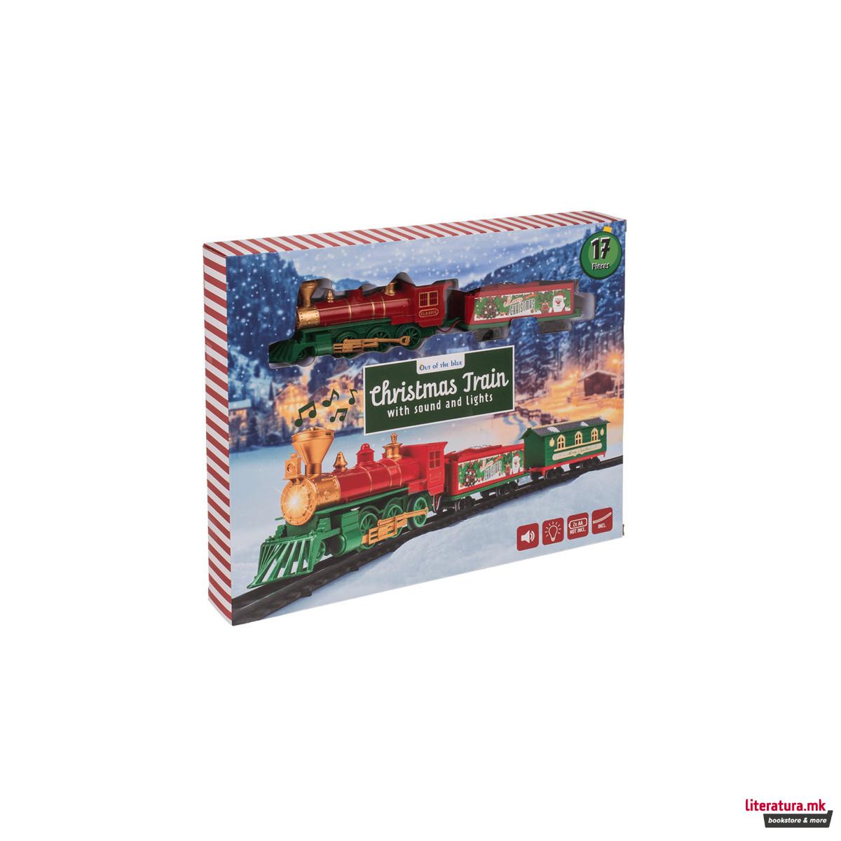 Божиќен воз-играчка + шини, со звук и светла 