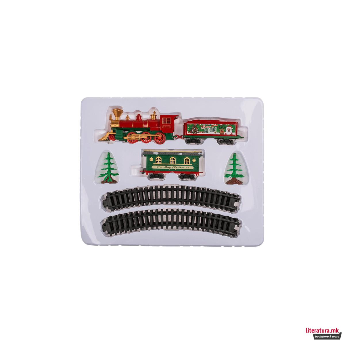 Божиќен воз-играчка + шини, со звук и светла 