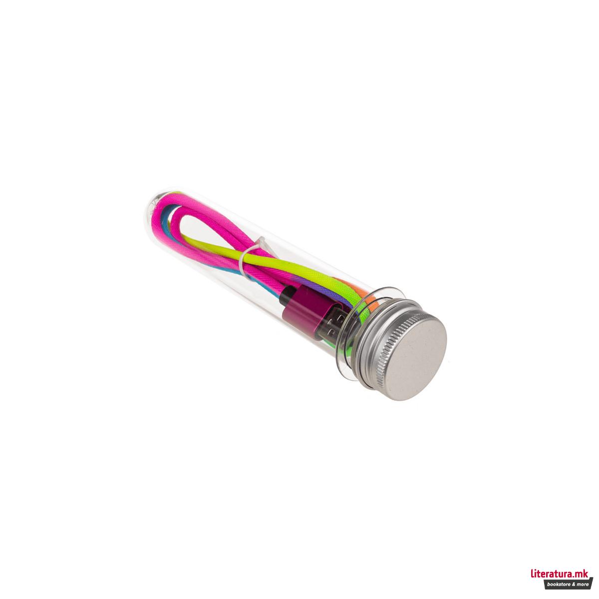 USB кабел за различни уреди - Rainbow (iPhone/Type C/Micro), 1 m 