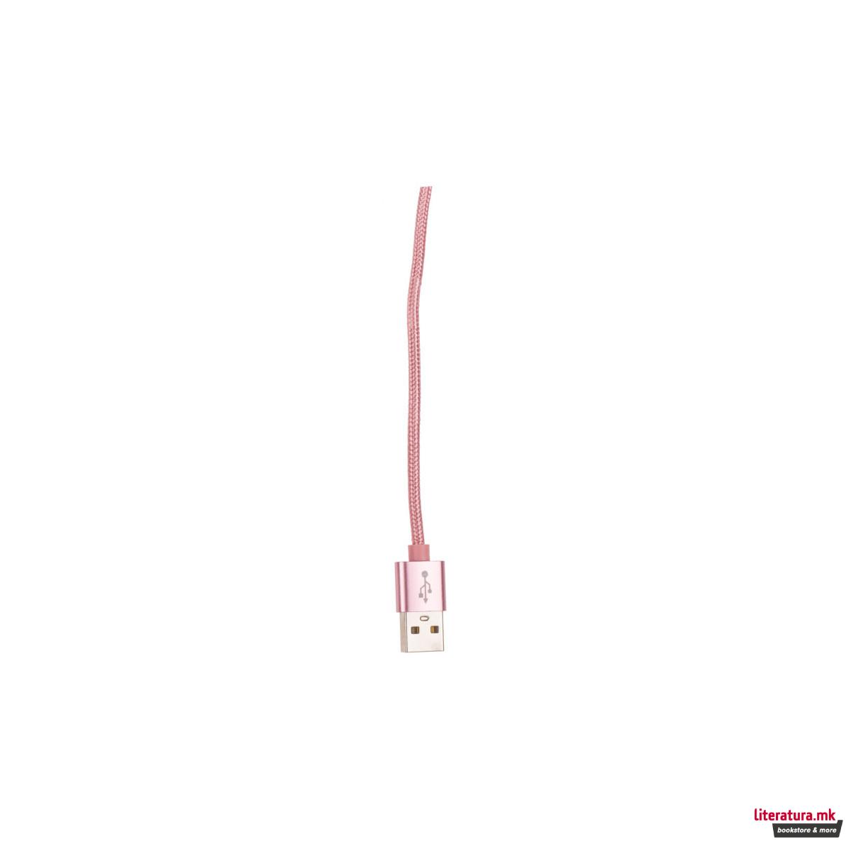 USB кабел за различни уреди - Rainbow (iPhone/Type C/Micro), 1 m, 4 бои 