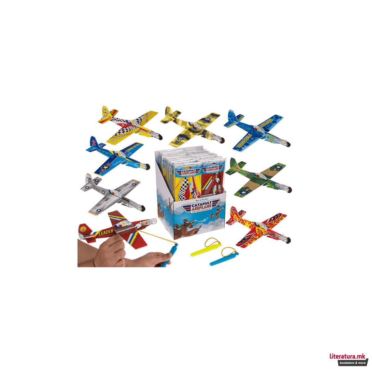 Играчка авионче со ластик за фрлање, 20 цм, 8 дизајни 
