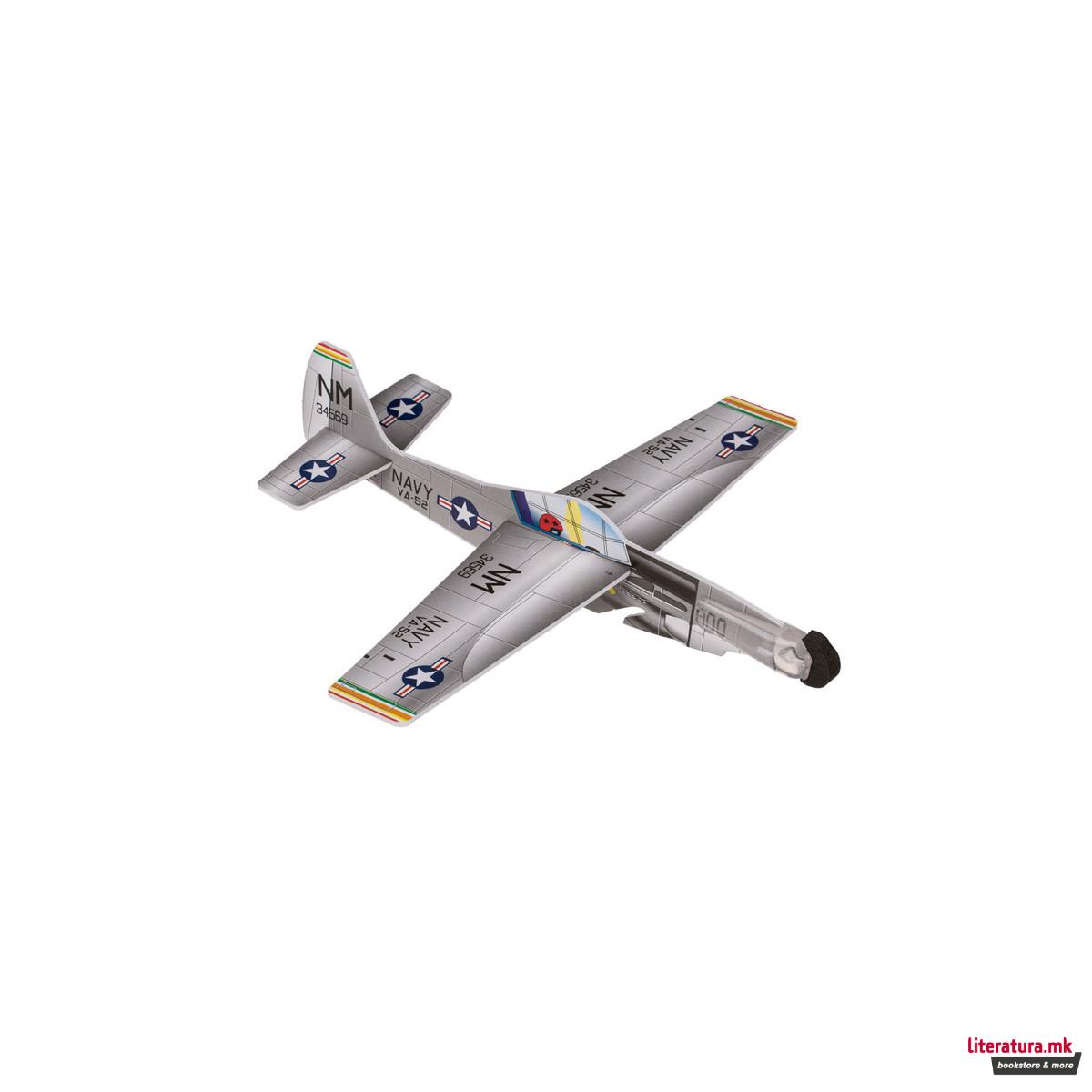 Играчка авионче со ластик за фрлање, 20 цм, 8 дизајни 