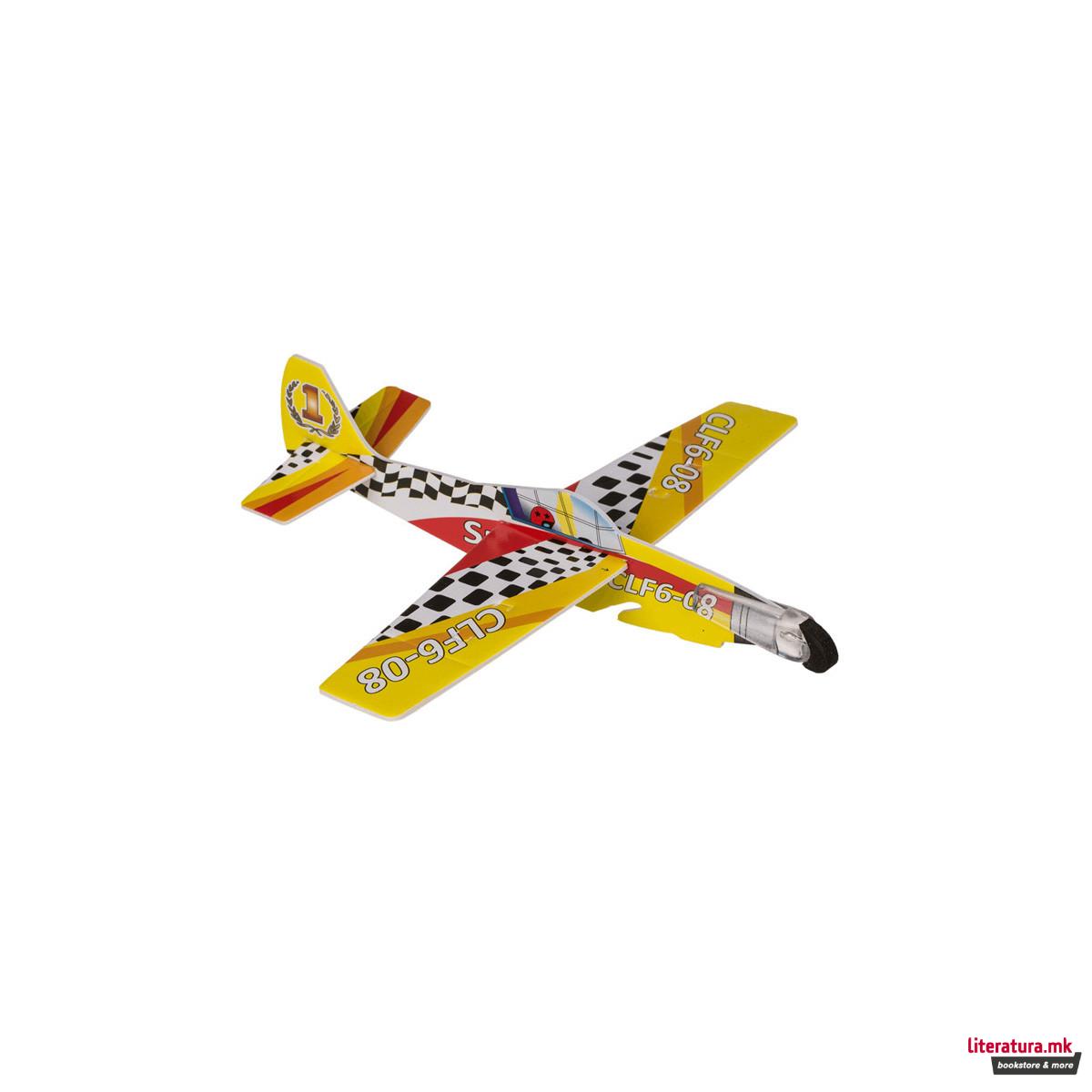 Играчка авионче со ластик за фрлање, 20 цм, 8 дизајни 