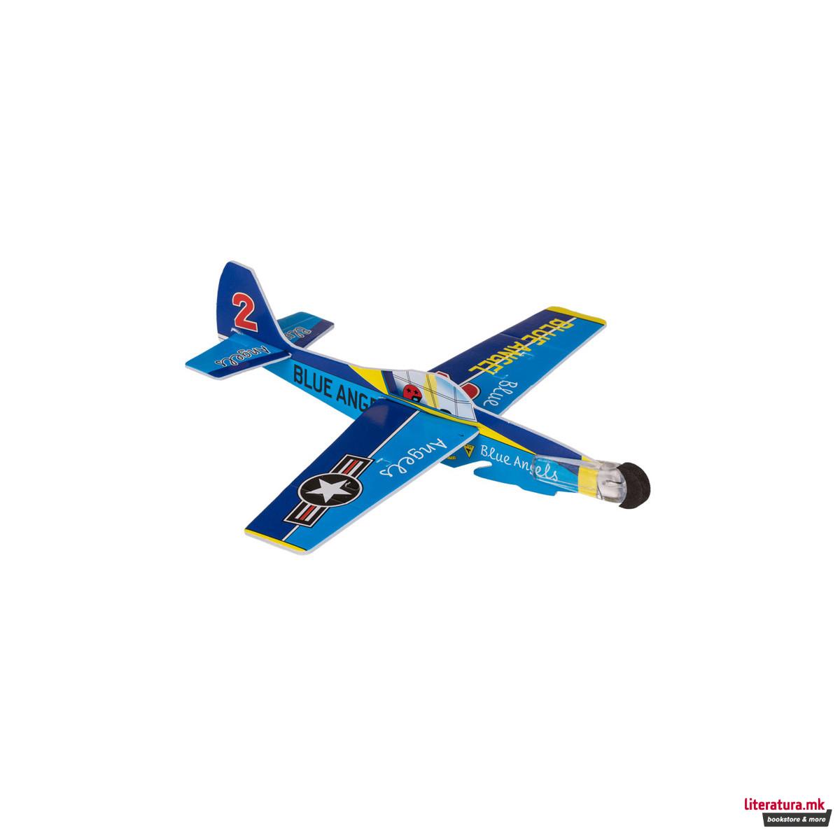 Играчка авионче со ластик за фрлање, 20 цм, 8 дизајни 
