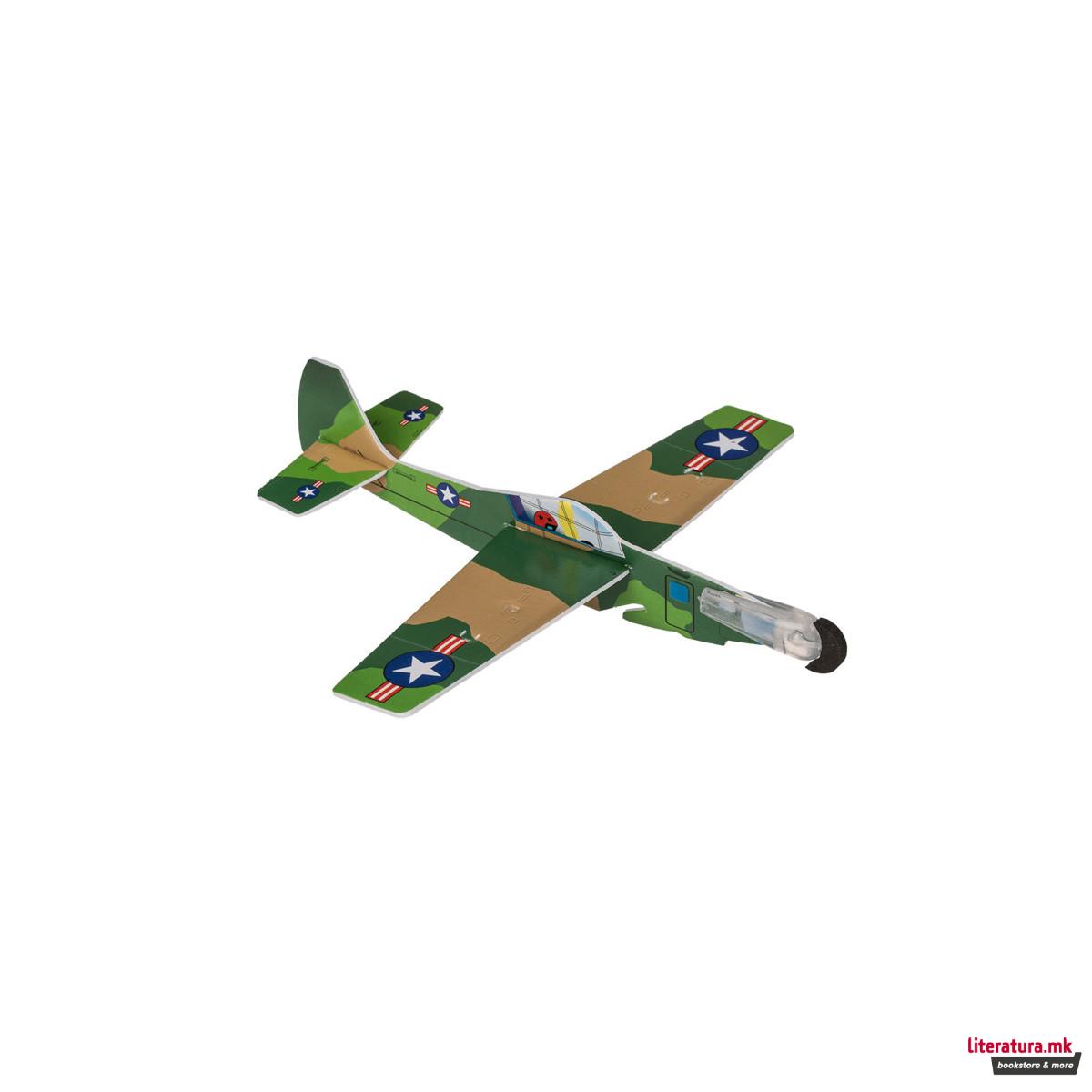 Играчка авионче со ластик за фрлање, 20 цм, 8 дизајни 