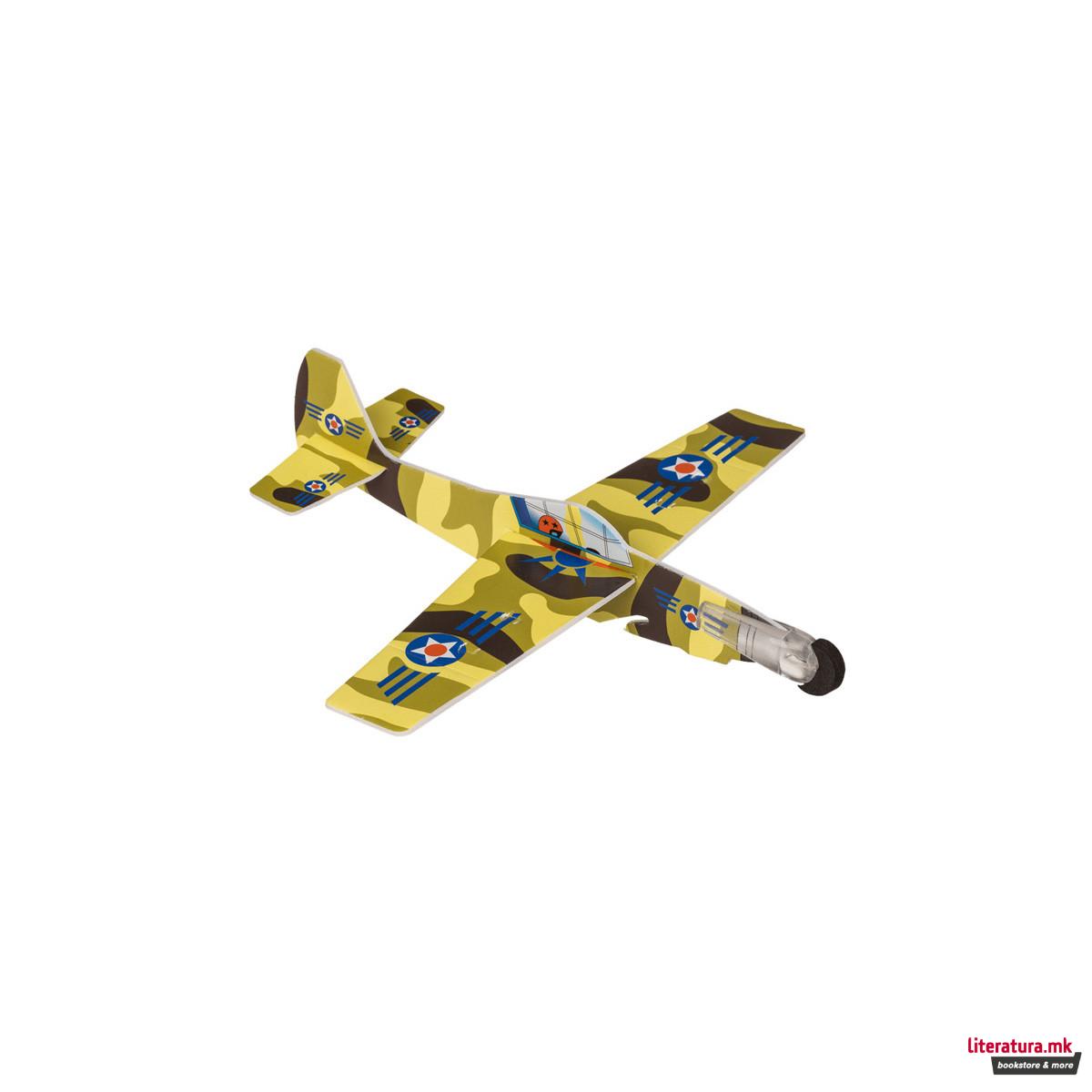 Играчка авионче со ластик за фрлање, 20 цм, 8 дизајни 