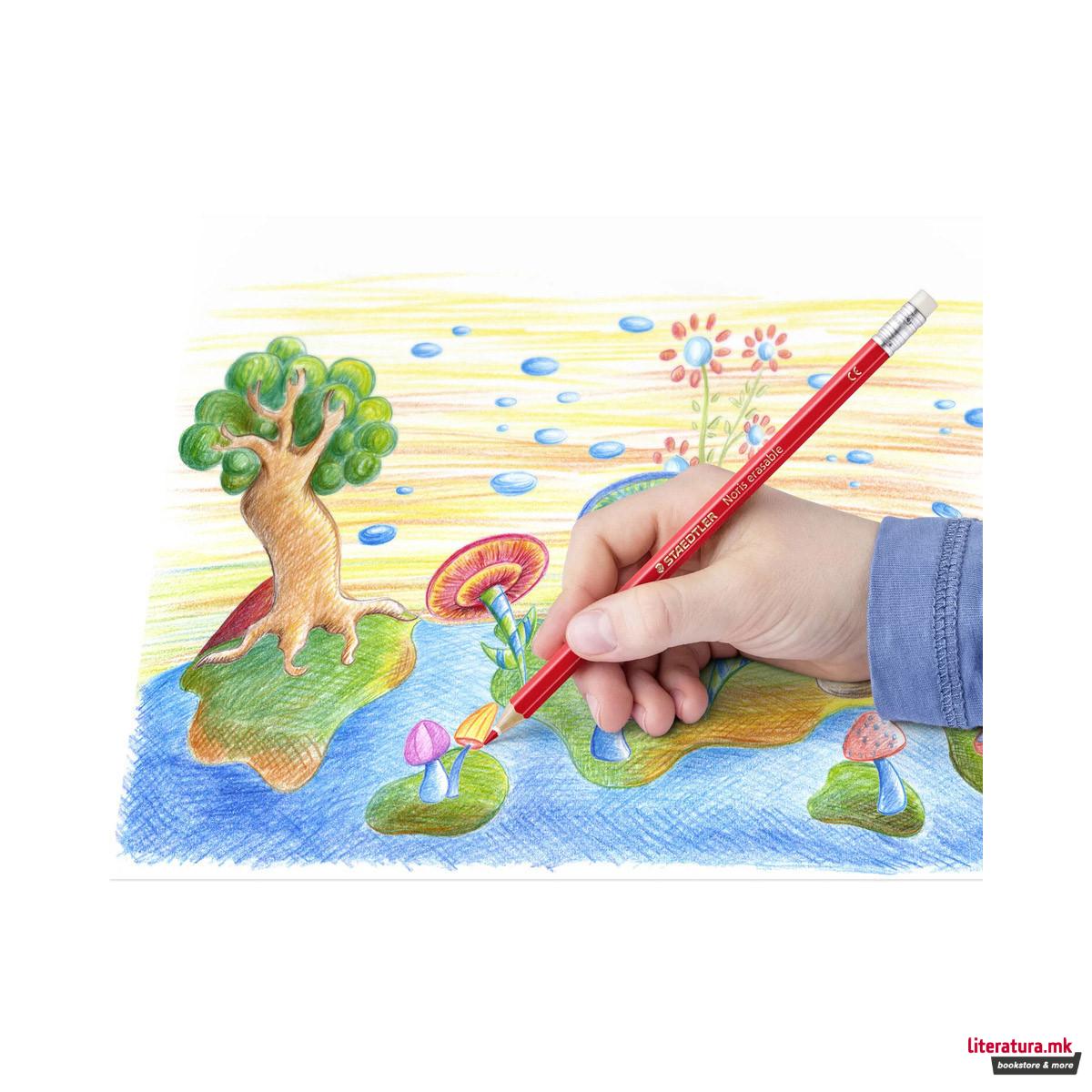 Сет од 24 дрвени боици со гума, Noris® erasable 