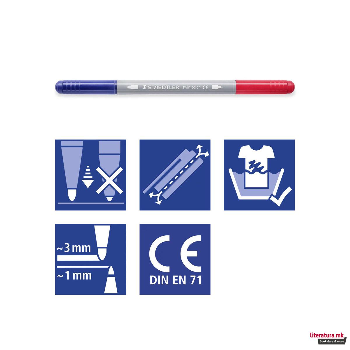 Сет од 10 двострани фломастери, STAEDTLER® 3280 