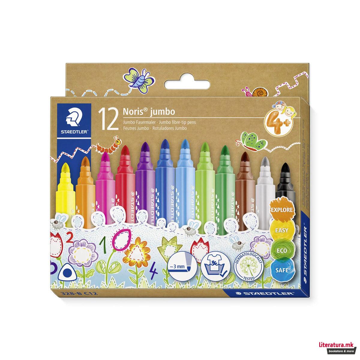 Сет од 12 фломастери, Noris® jumbo 