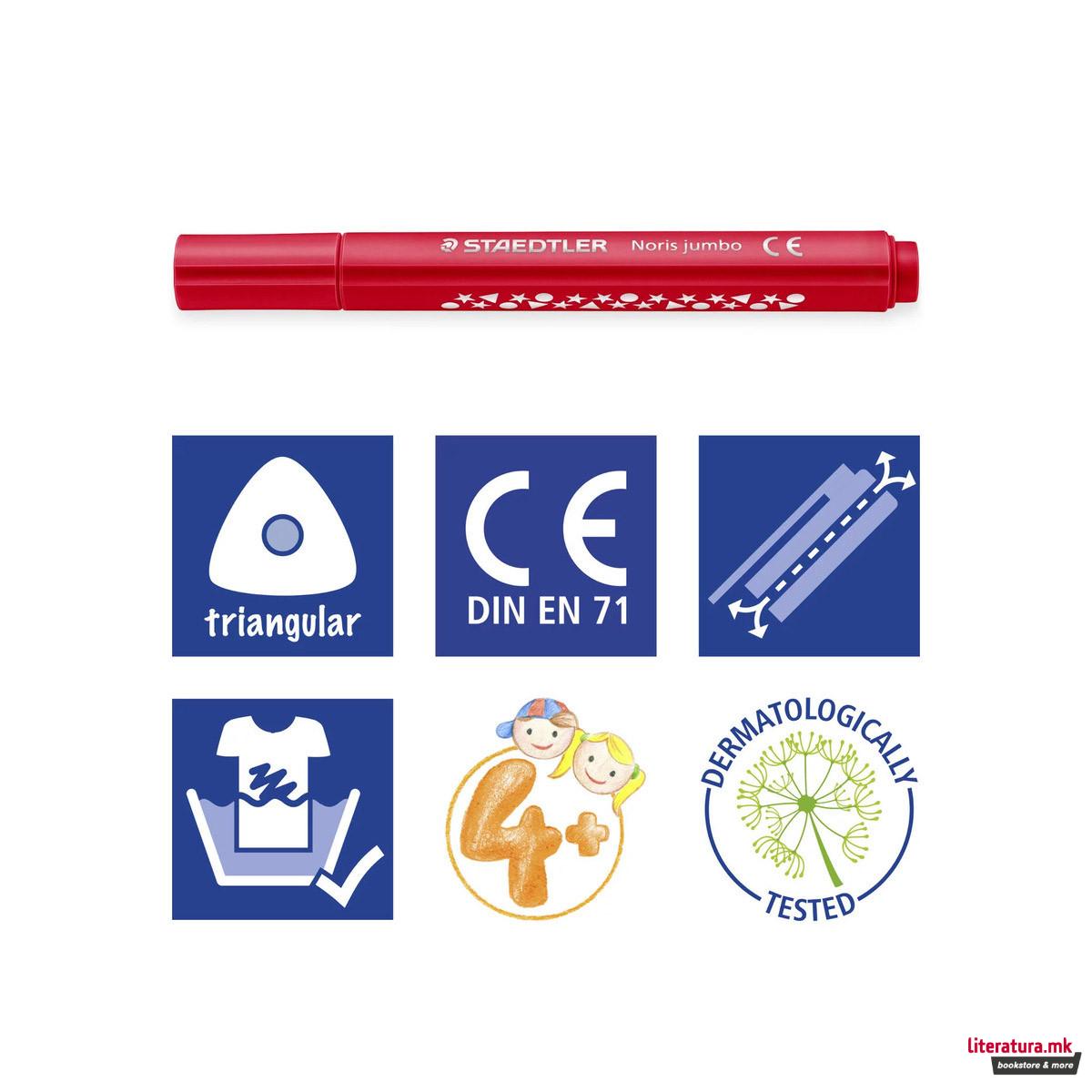 Сет од 12 фломастери, Noris® jumbo 