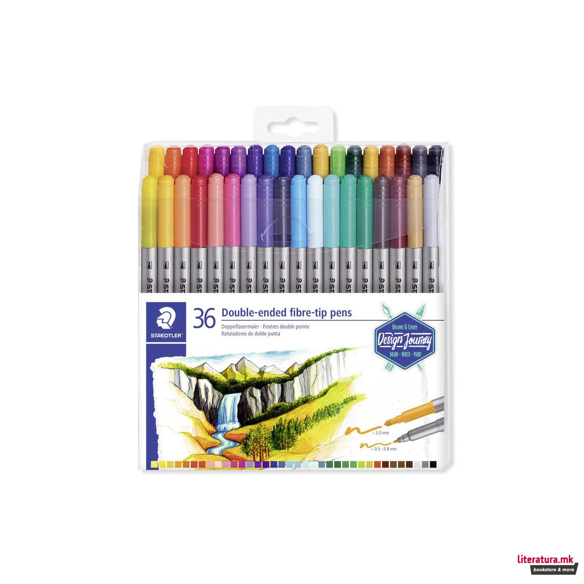 Сет од 36 двострани фломастери, STAEDTLER® 3200 