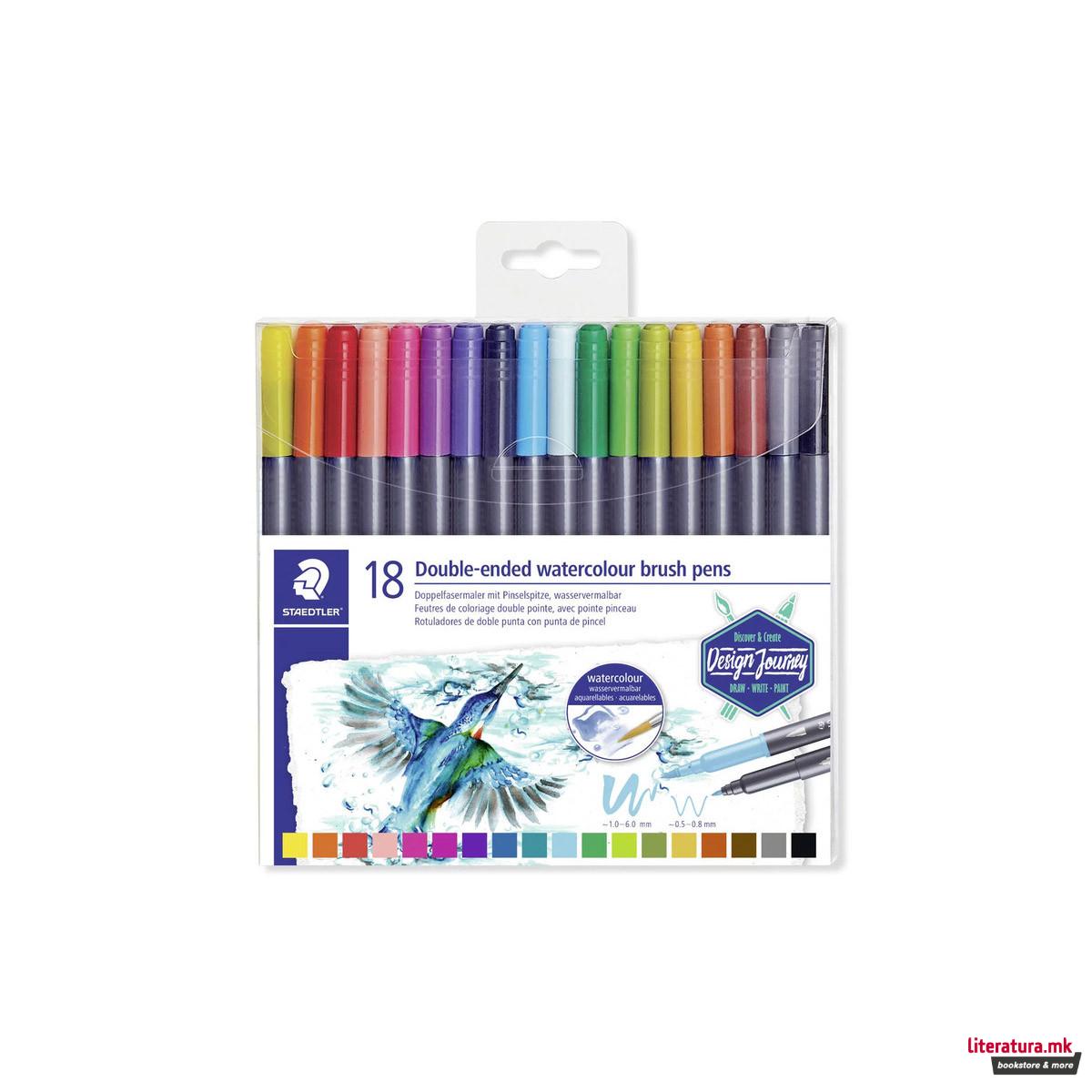 Сет од 18 двострани акварелни фломастери, STAEDTLER® Design Journey 