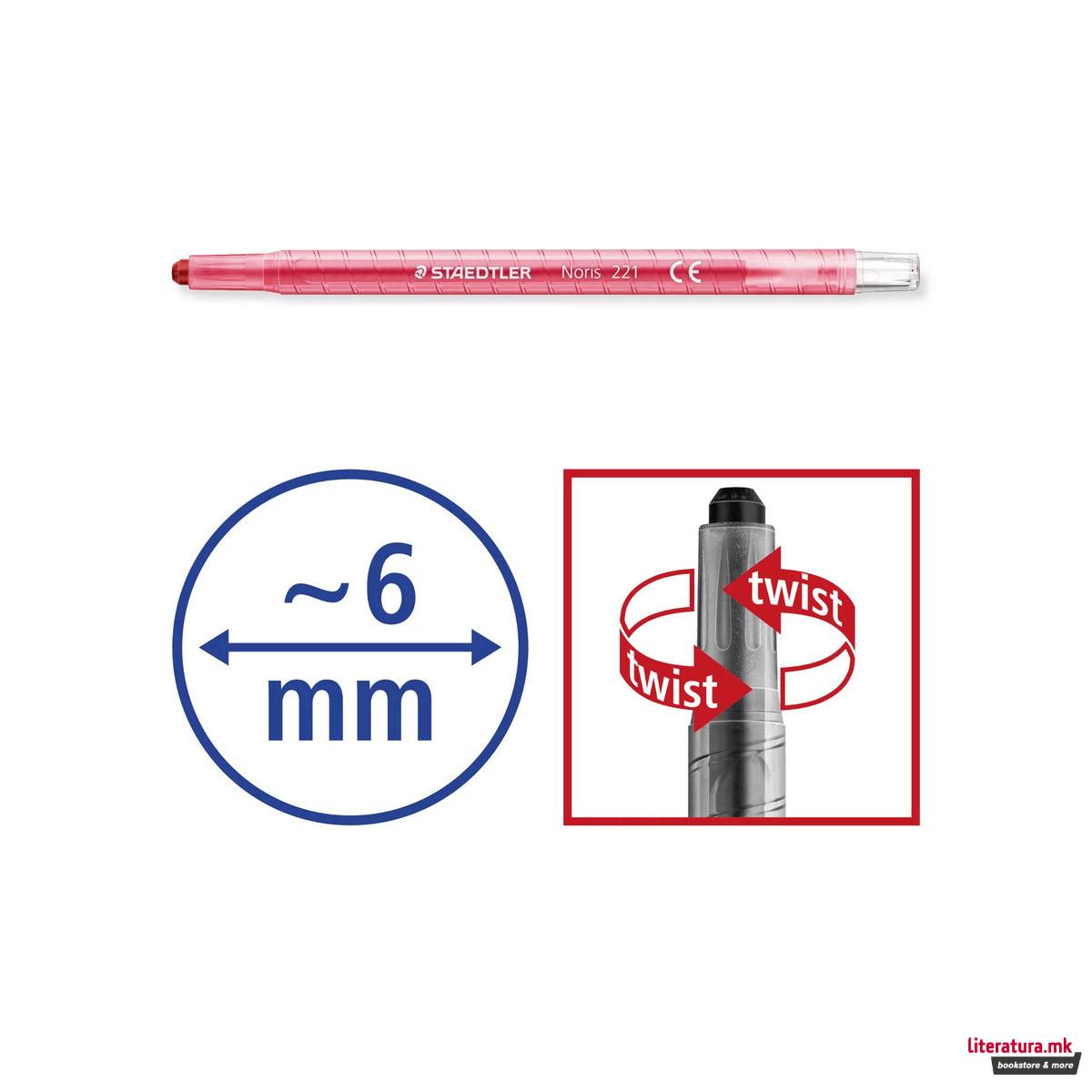 Сет од 12 восочни боици во пластична 'твистер' футрола, Noris® 221 