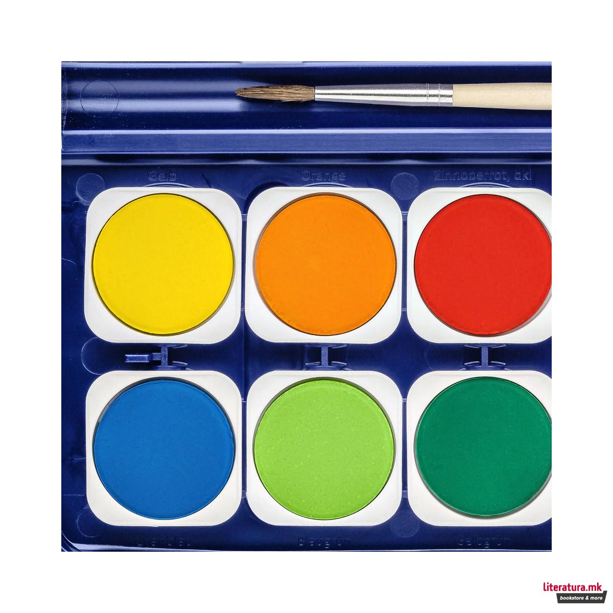 Сет од 12 водени боици + четка + бела боја, Noris® 888 