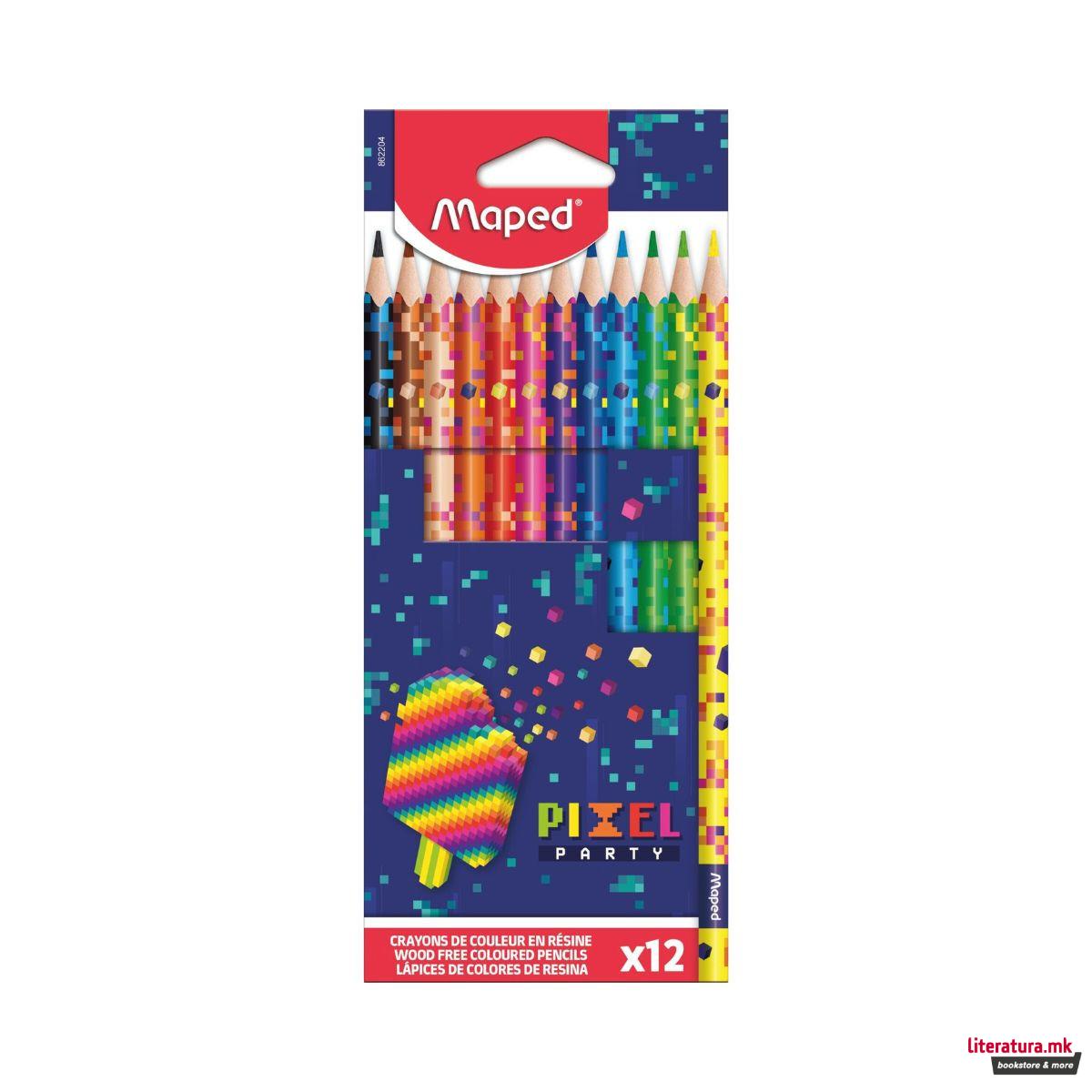 Сет од 12 дрвени боици, Pixel Party 