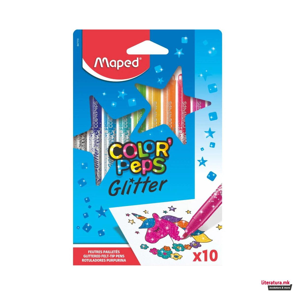 Сет од 10 глитер фломастери, Color'Peps Glitter 