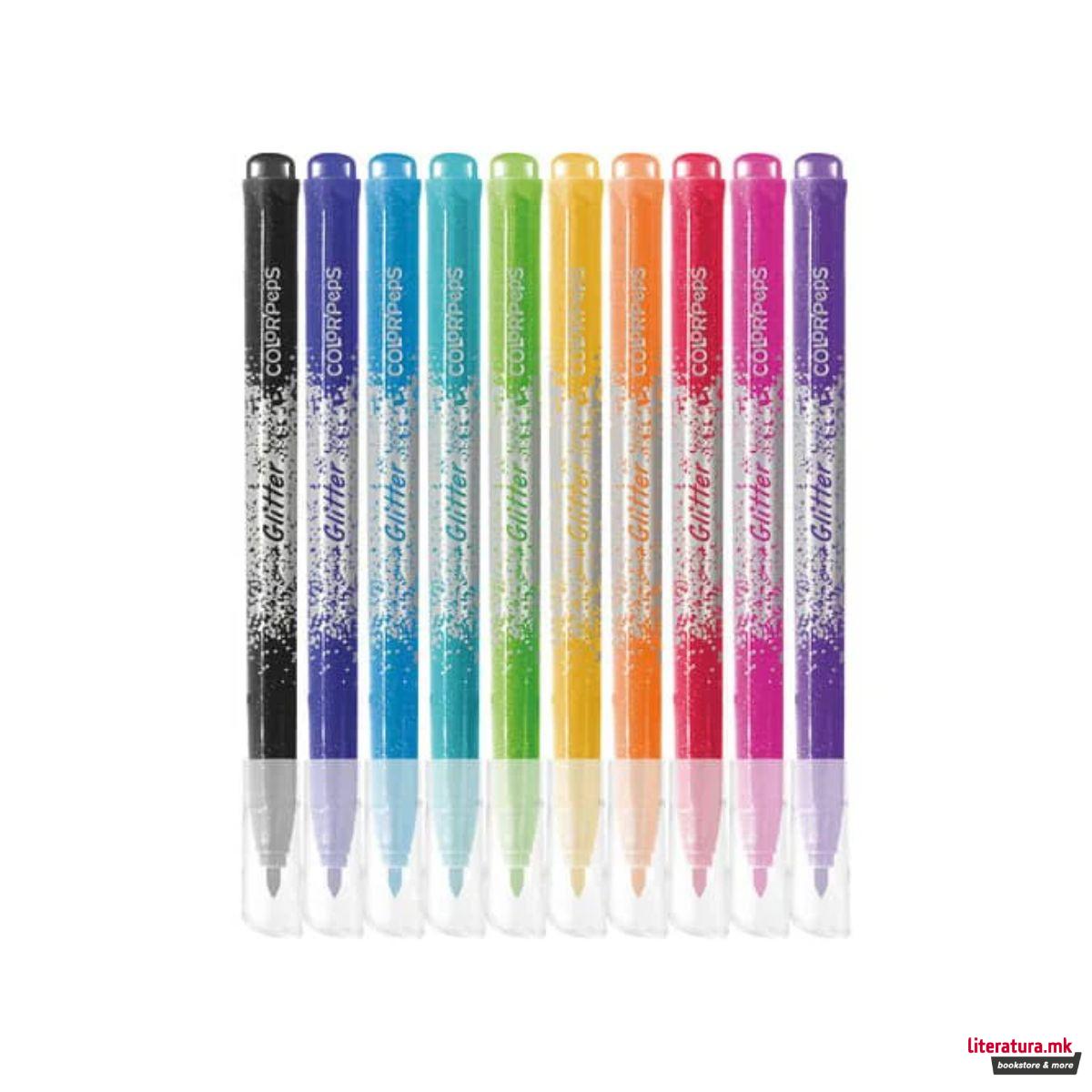 Сет од 10 глитер фломастери, Color'Peps Glitter 