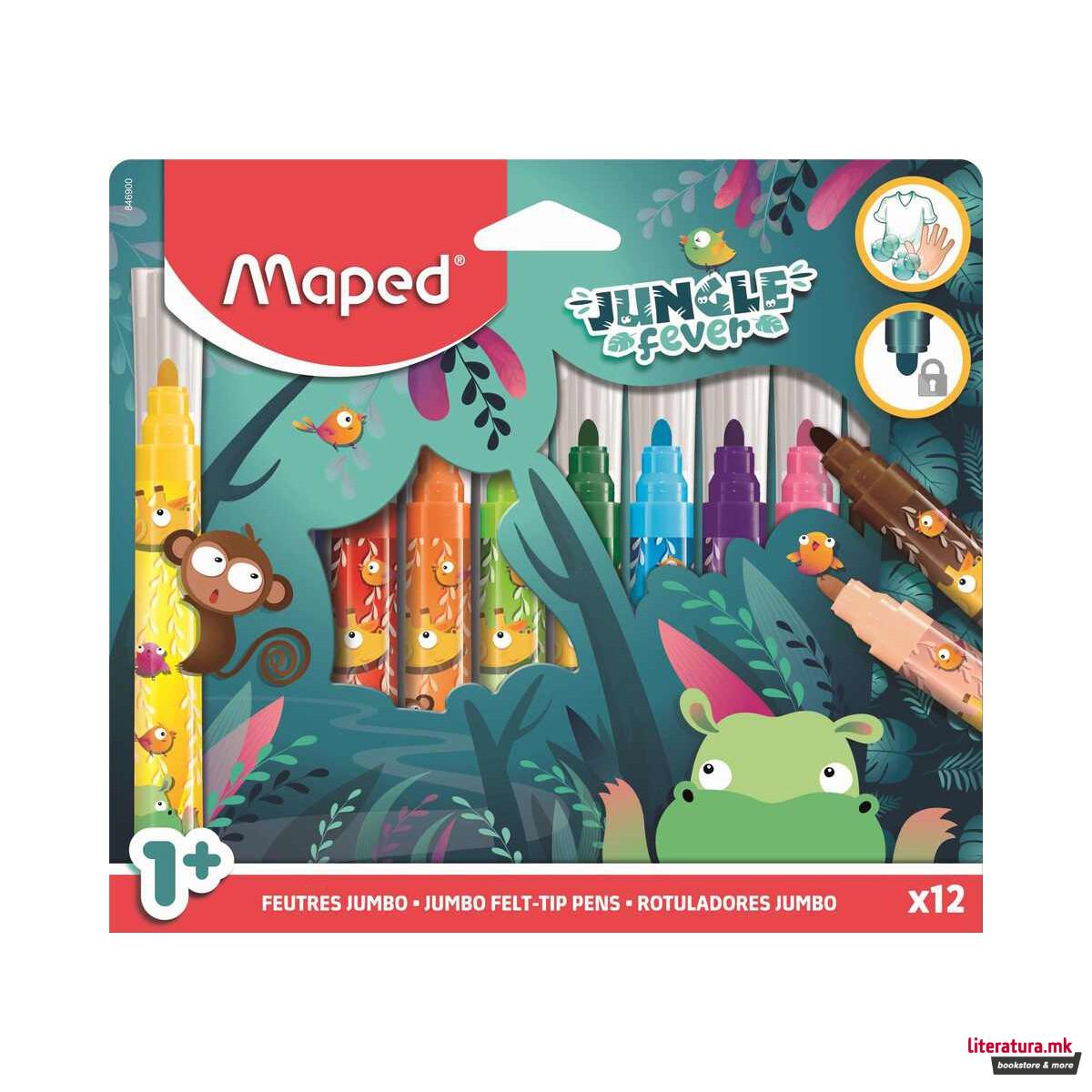 Сет од 12 jumbo фломастери, Jungle Fever 