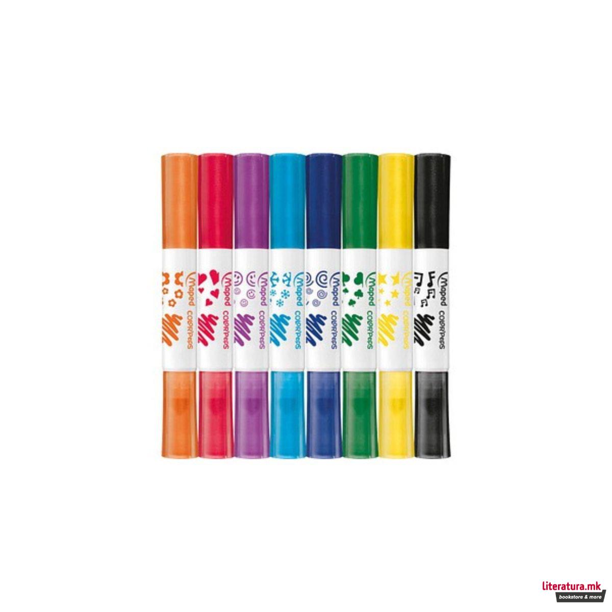 Сет од 8 двострани фломастери-печати, Color'Peps Duo Stamp 