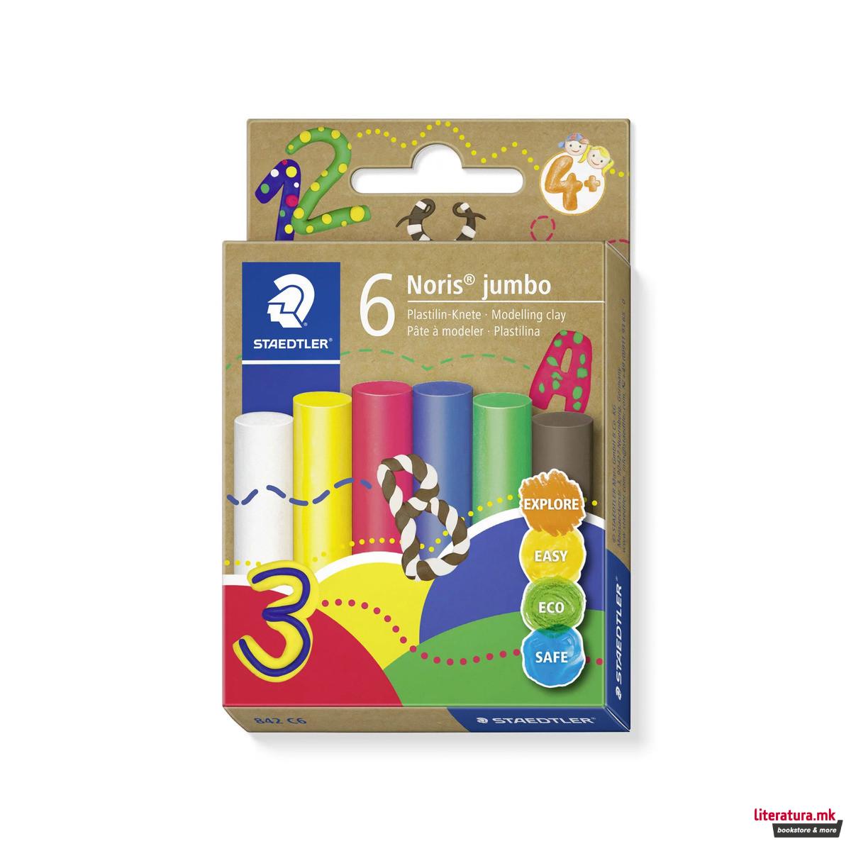 Пластелин - 6 бои, Noris® jumbo 