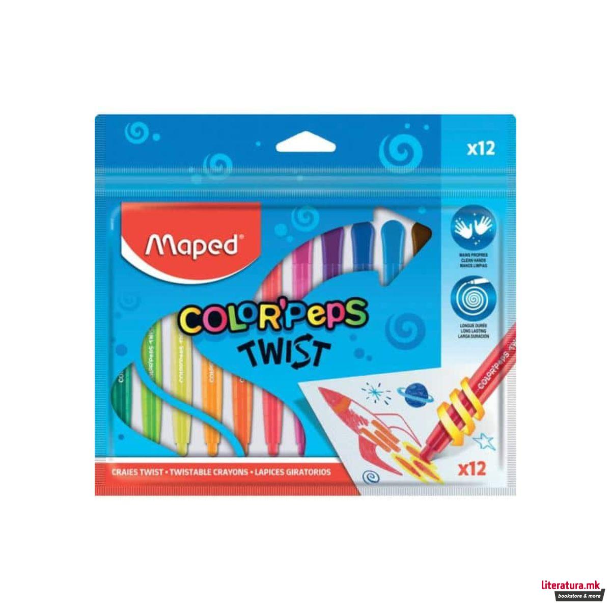 Сет од 12 мрсни боици во 'твистер' футрола, Color'Peps Twist 