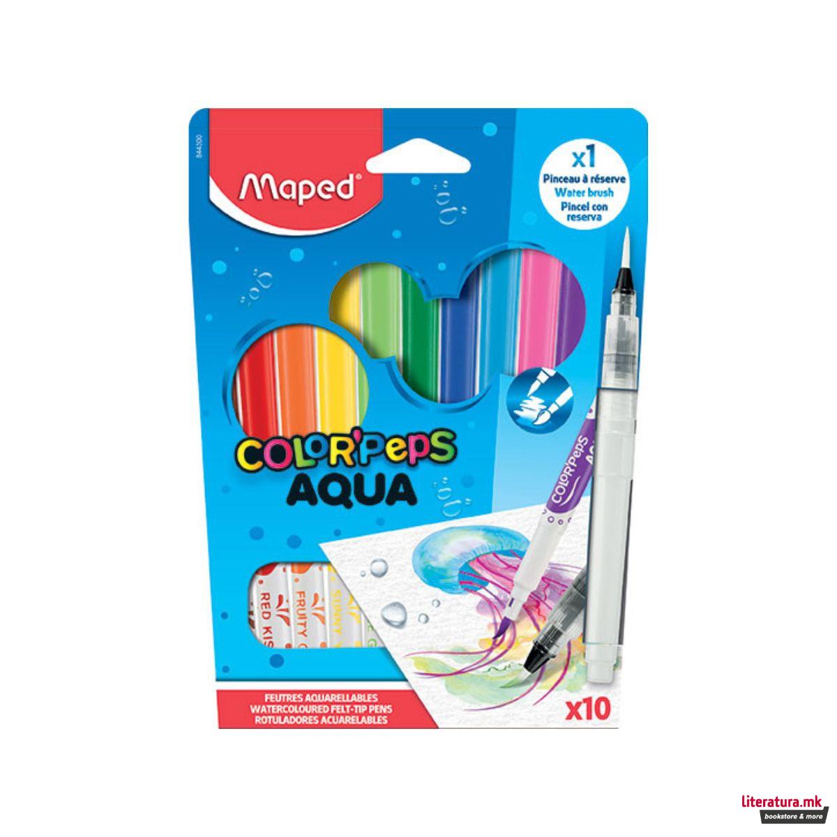 Сет од 10 акварелни фломастери, Color'Peps Aqua 