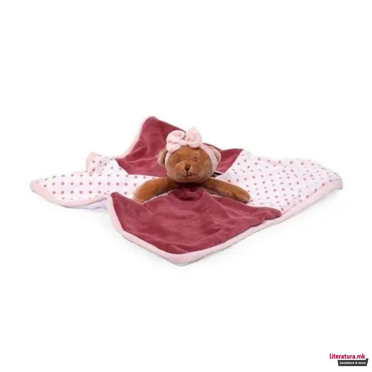 Плишана играчка со ќебенце, Happy Meli Baby Rug Pink, 30 cm 