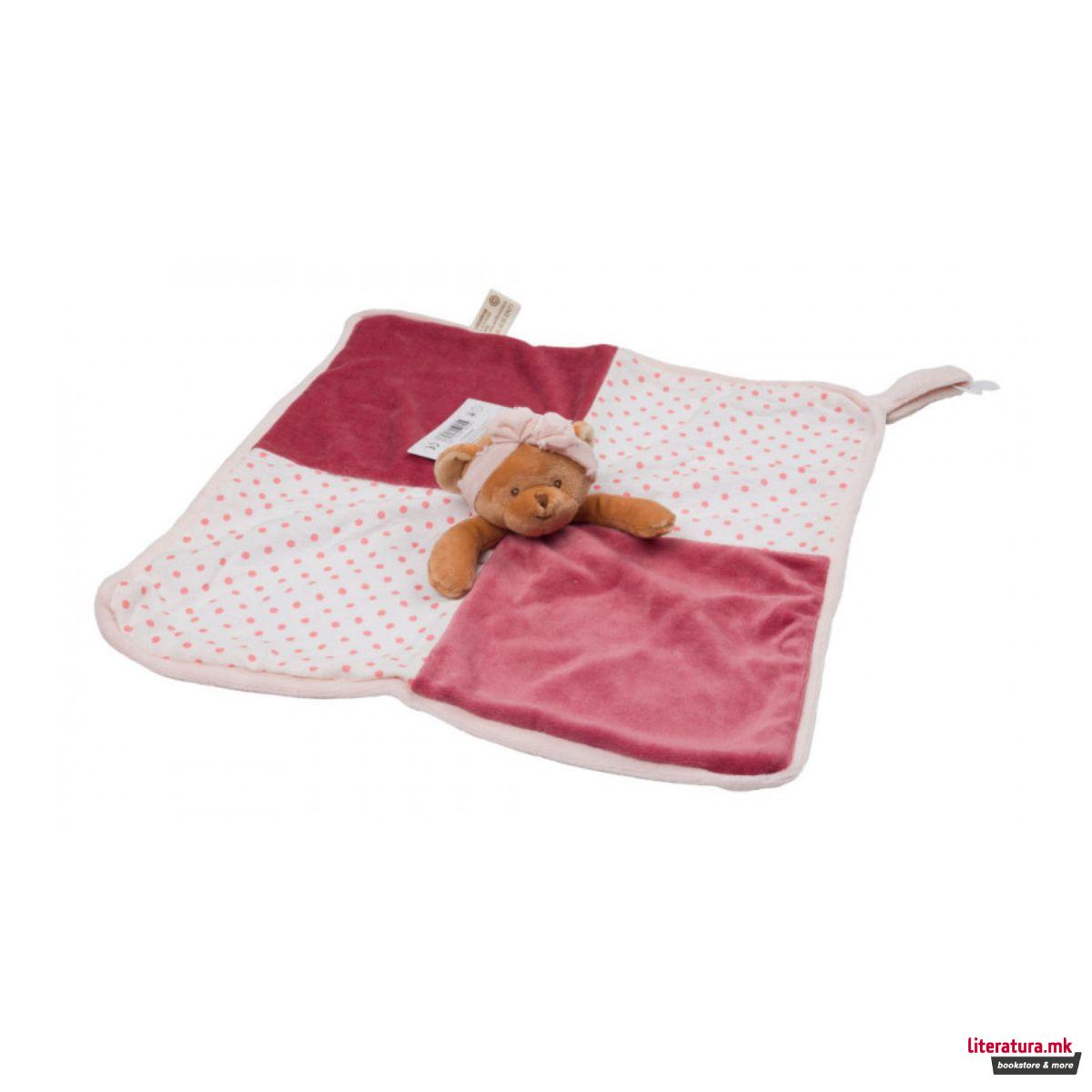 Плишана играчка со ќебенце, Happy Meli Baby Rug Pink, 30 cm 