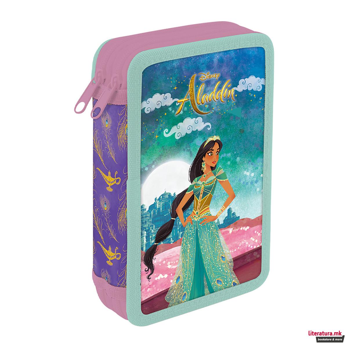 Несесер за моливи со два патенти - полн, Disney - Aladdin, 25 парчиња 