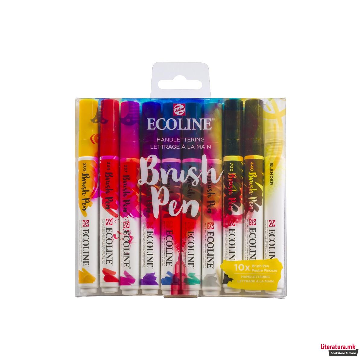 Сет од 10 брашпенс, ECOLINE, Brush Pen, Handlettering 