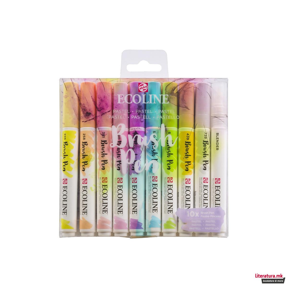Сет од 10 брашпенс, ECOLINE, Brush Pen, Pastel 