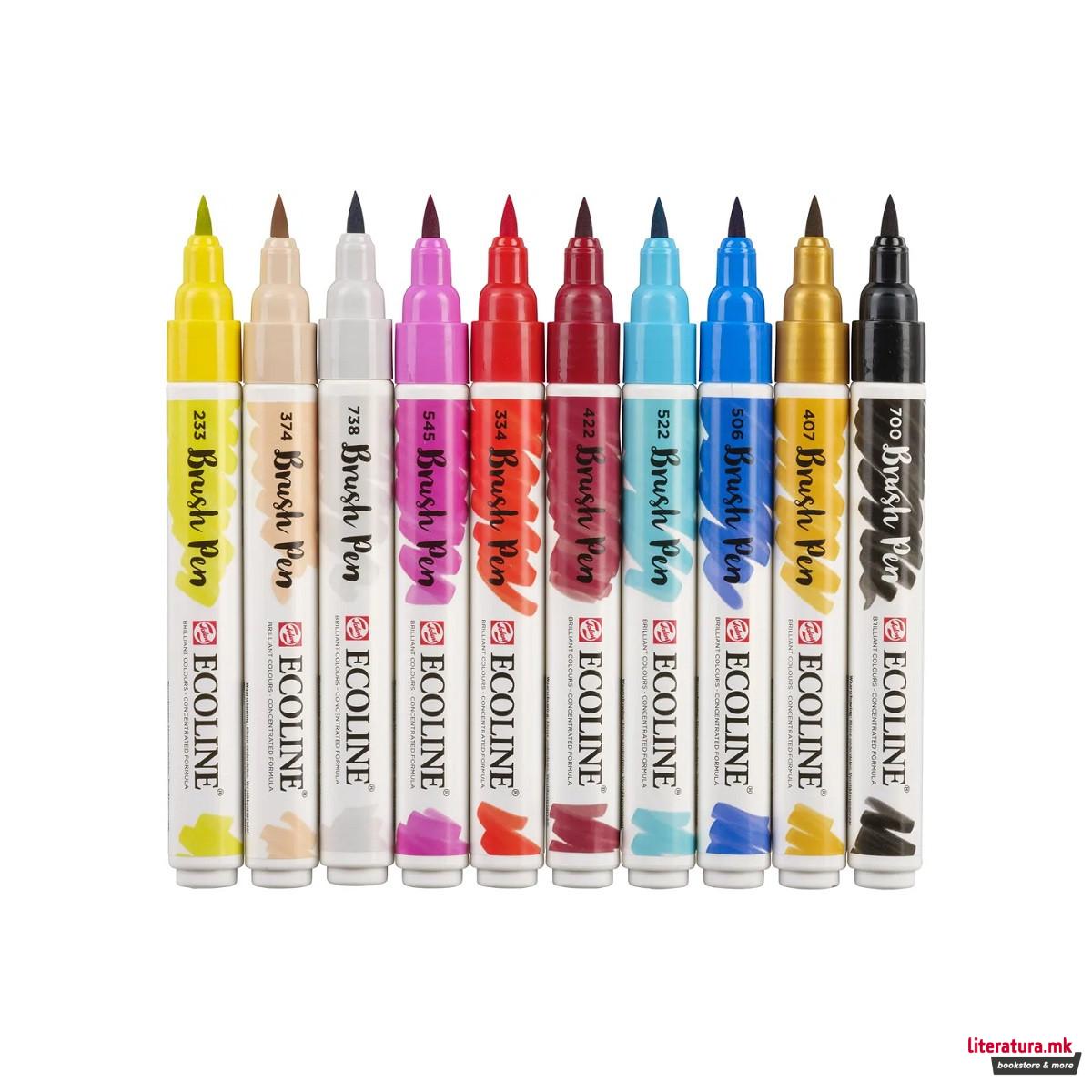 Сет од 10 брашпенс, ECOLINE, Brush Pen, Fashion 