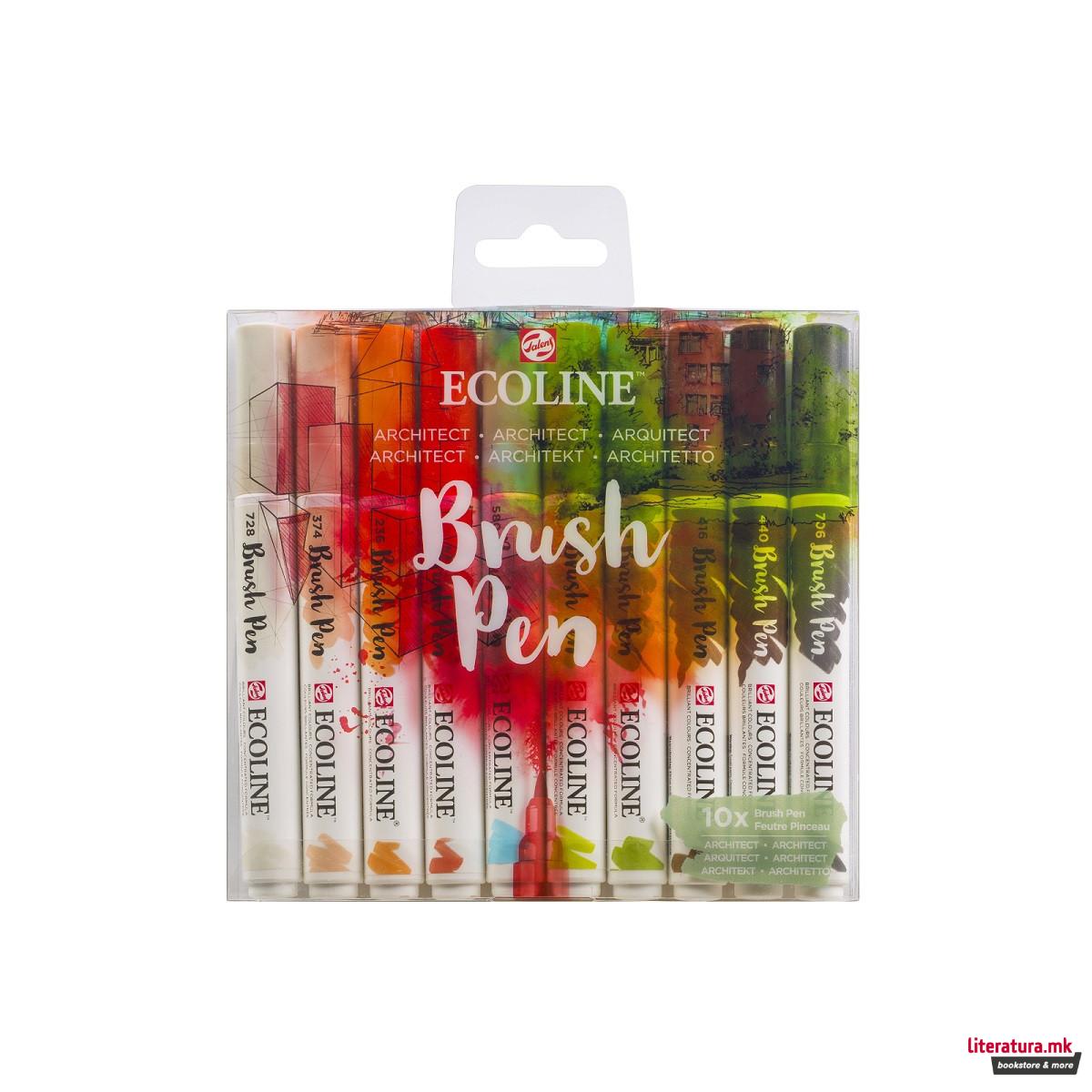 Сет од 10 брашпенс, ECOLINE, Brush Pen, Architect 