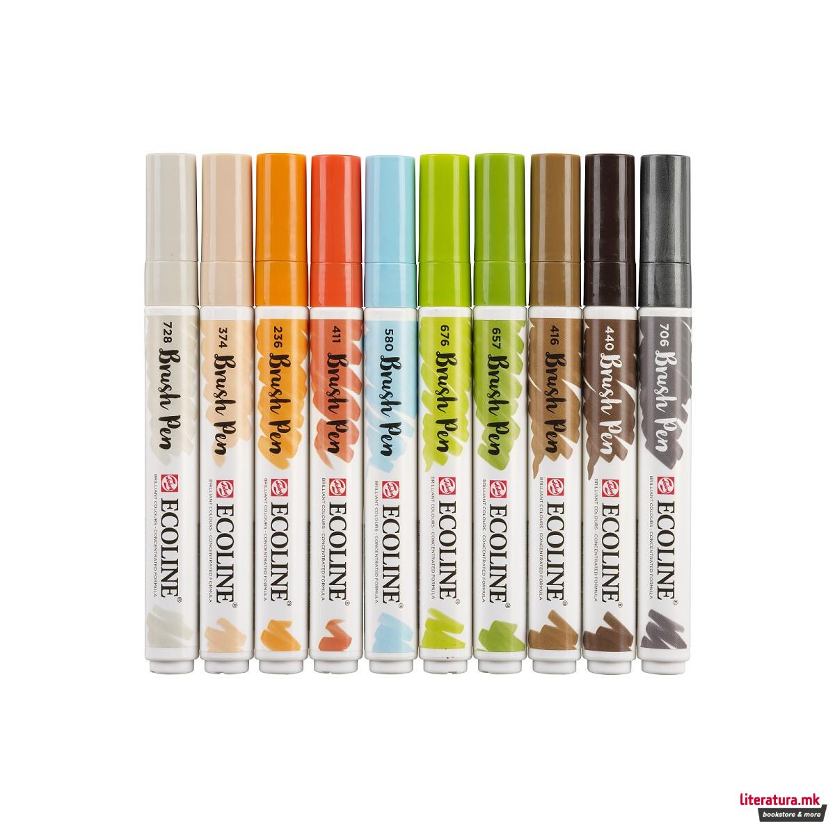 Сет од 10 брашпенс, ECOLINE, Brush Pen, Architect 