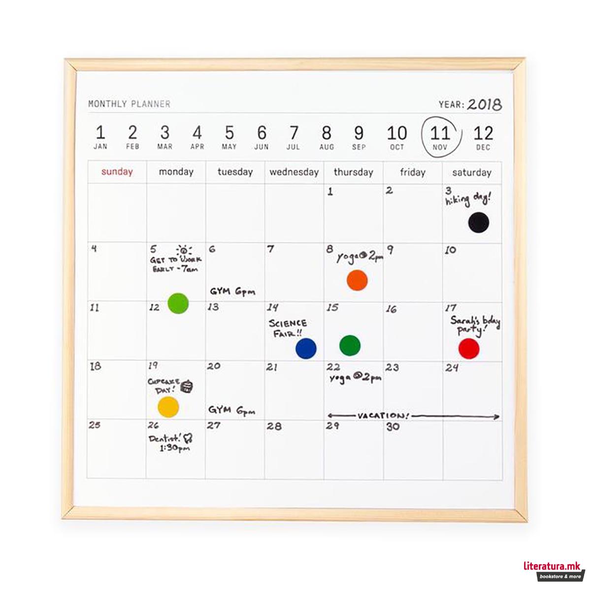 Мемо табла - календар, White Board Calendar 