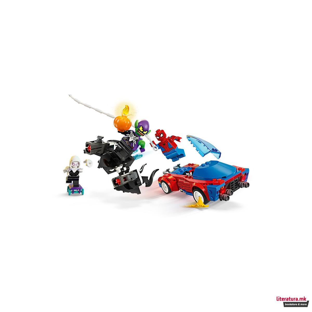 LEGO коцки, Marvel, Spider-Man: Spider-Man Race Car & Venom Green Goblin 