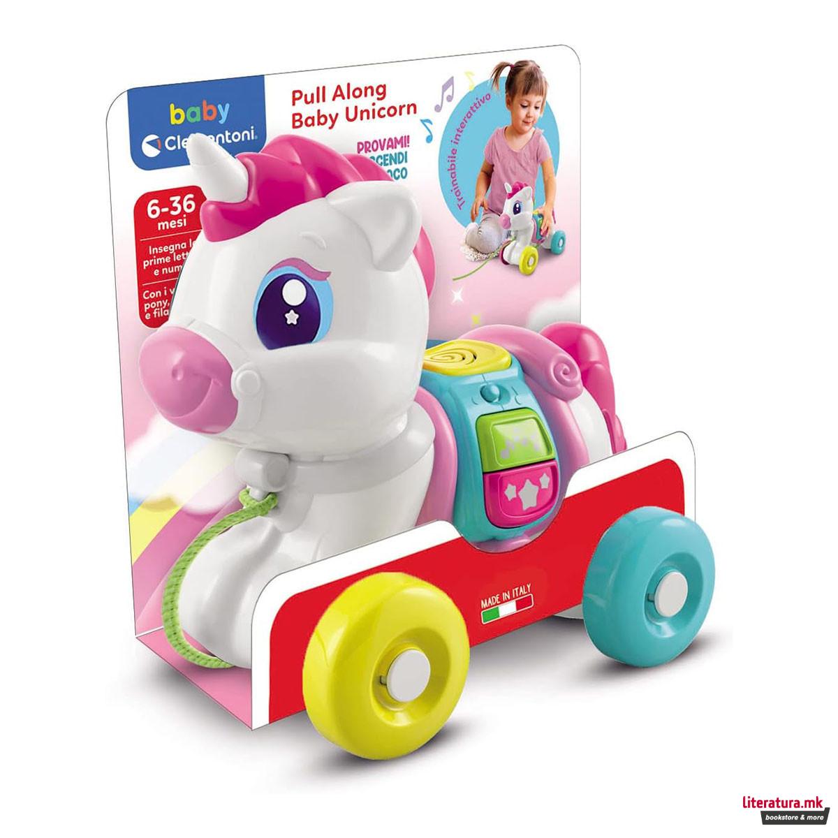 Играчка за влечење, Baby Clementoni - Pull Along Baby Unicorn 