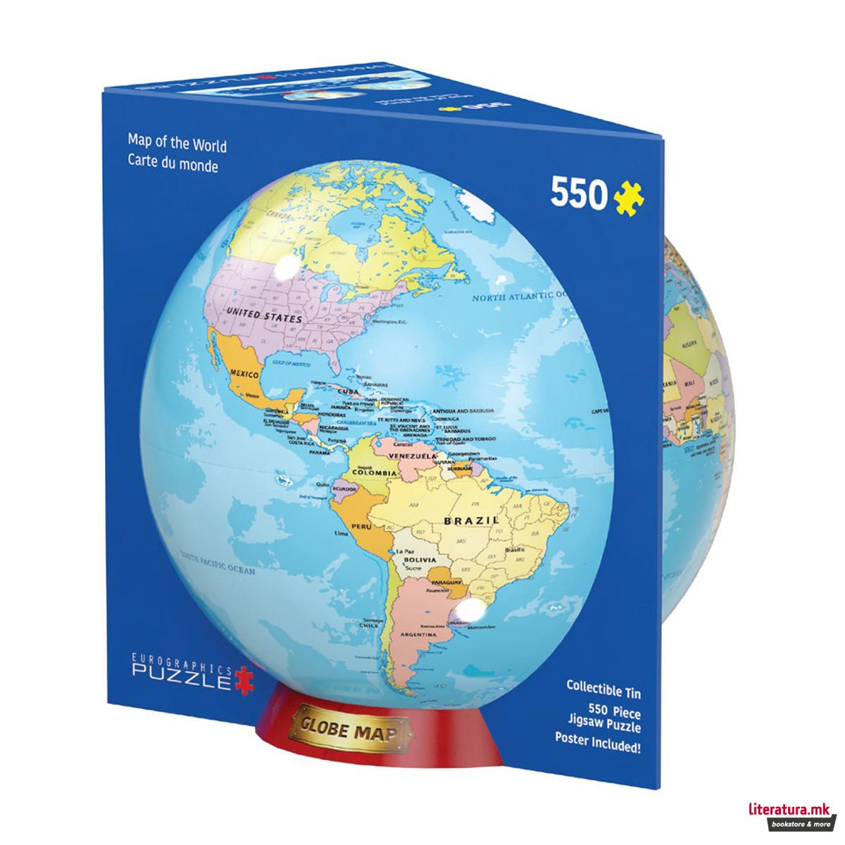 Сложувалка во метална кутија, Map of the World, 550 парчиња 