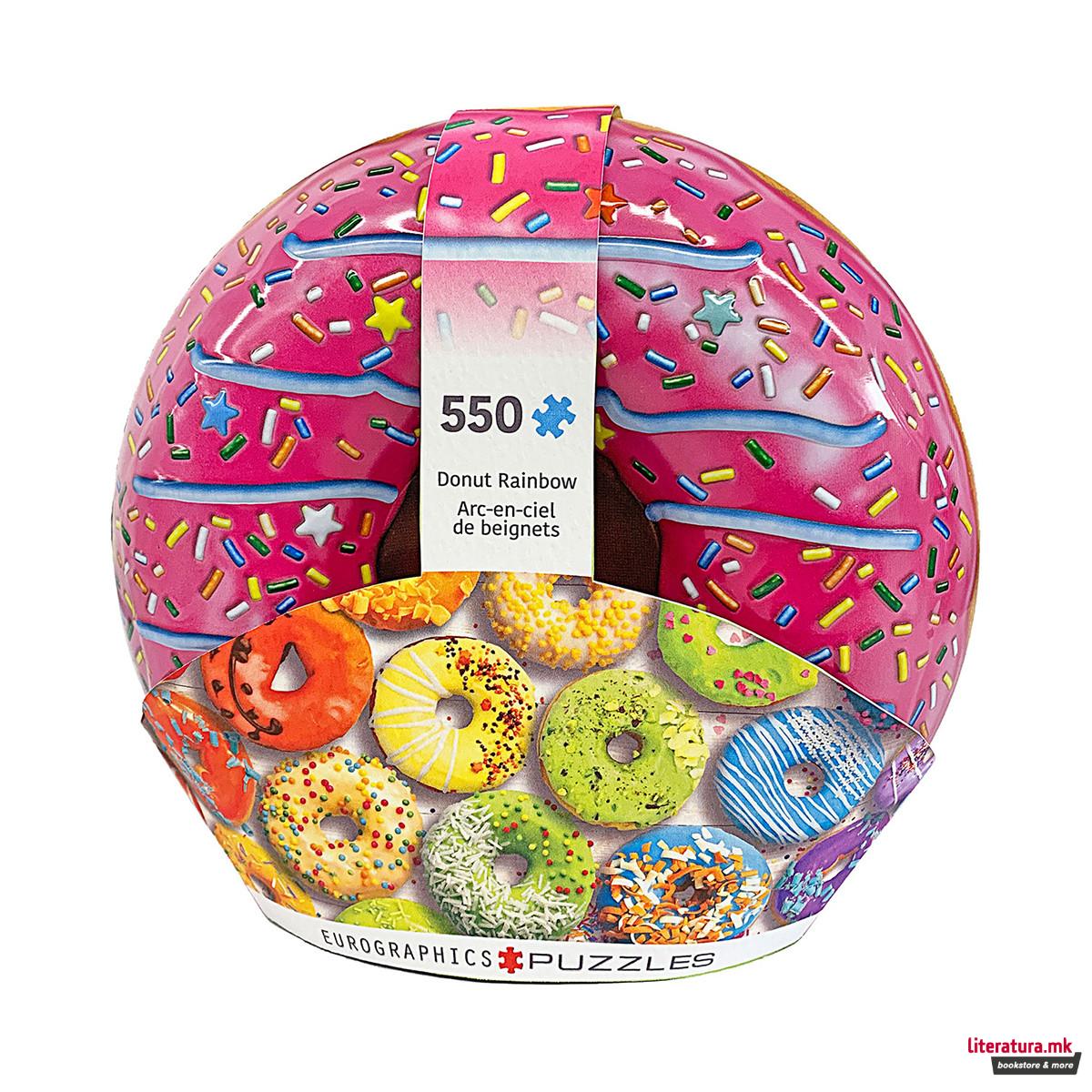 Сложувалка во метална кутија, Donut Rainbow, 550 парчиња 