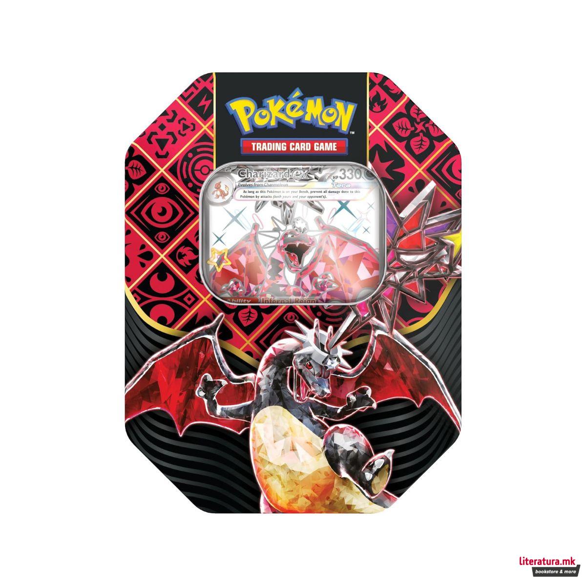 Карти за игра во метална кутија, Pokemon Scarlet & Violet 4.5 Paldean Fates Tin 