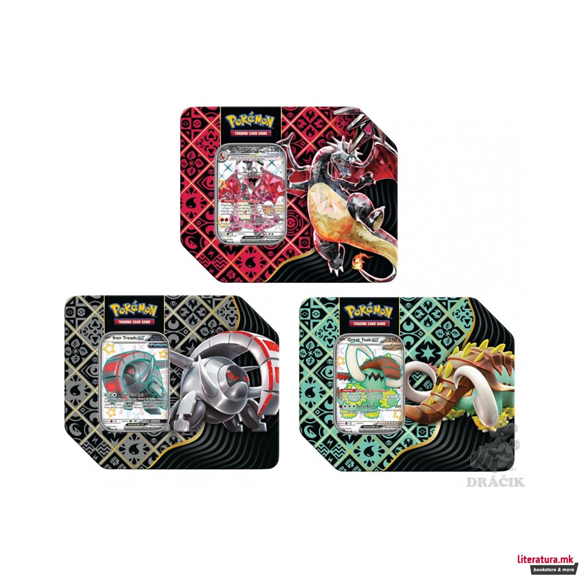 Сет карти во метална кутија, Pokemon TCG Scarlet and Violet Paldean Fates 