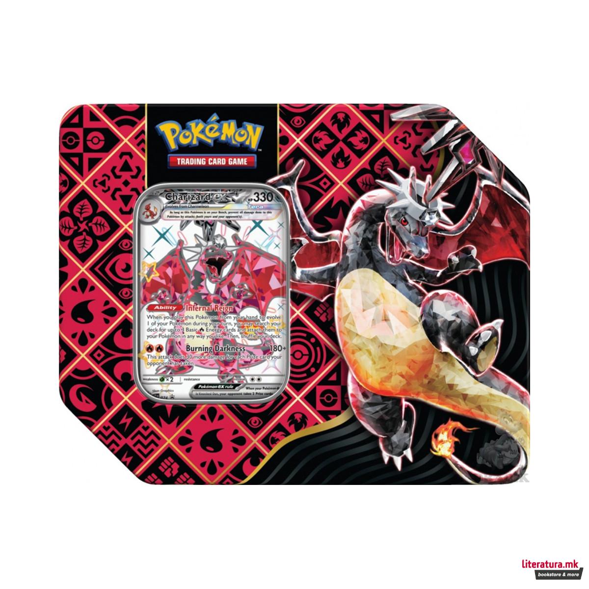 Сет карти во метална кутија, Pokemon TCG Scarlet and Violet Paldean Fates 