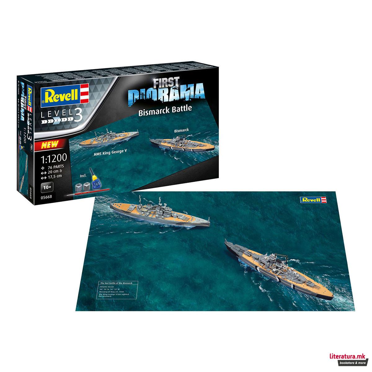 Макета, First Diorama Set - Bismarck Battle, 1:1200 