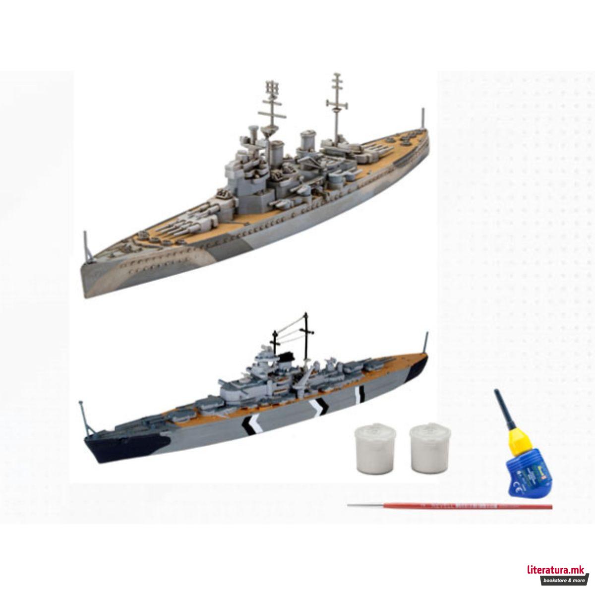 Макета, First Diorama Set - Bismarck Battle, 1:1200 