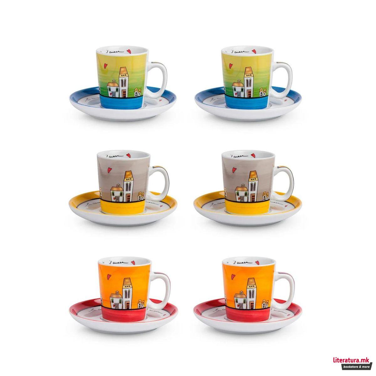 Сет од 6 шолји со тацни, Le Casette